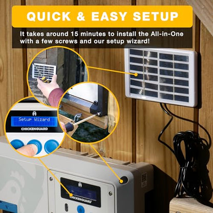 Automatic Chicken Coop Door Opener, ChickenGuard One in All 4 Colours, Timer/Light Sensing, Winter Mode, Auto-Stop & Predator Proof, 3 Power Options, Solar, Battery or Electric (Gray + Solar Kit) - color: Solar Gray