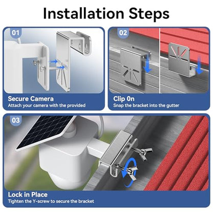 2 Pack Gutter Mount Bracket Compatible with Eufy Solocam S340/E30, No Drill Installation, Stainless Steel Gutter Mount for Security Camera, Security Camera Holder - size: 2 PACK-Silver