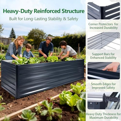 Galvalume Raised Garden Bed 8x4x1.95FT–3X Rust Resistant Aluminum-Zinc Steel,466 Gallon Extra Deep Metal Planter Box, Heavy Duty Outdoor Vegetable Garden Bed for Tomatoes, Potatoes & Root Crops - size: 8x4x1.95 FT (1 PC)