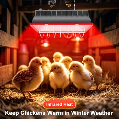 2 PACKS Chicken Coop Heater, Aluminum Brooder Heater Lamp for 30 Chicks or Duckling, 4*250 Watts Heating Plate Lamp Tube with 2 Adjustable Temperature & 8 feet Iron Chain for Amphibians Livestock, Pet - color: Grey-2Pack