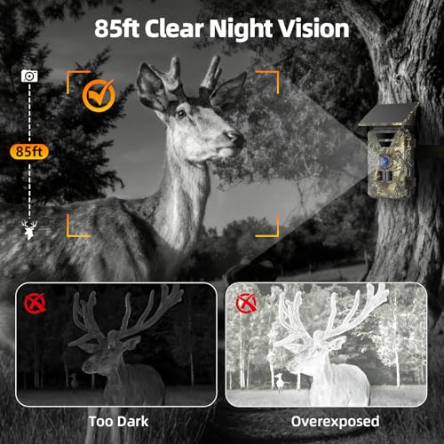 BoxLegend Solar Trail Camera WiFi 4K 60MP with 64GB Memory Card Game Cameras with Night Vision Motion Activated Waterproof Trigger Speed Trail Cam Wide Angle Wildlife Camera for Backyard and Outdoor