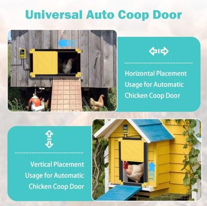 Aivituvin Solar-Powered Automatic Chicken Coop Door with Heating, Weatherproof Auto Opener for Chicken Houses/Duck Runs, Dual Power Modes, Safety Sensor, Easy Installation (Black)