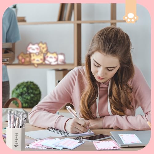 24 Pcs Cat Sticky Notes with Pens Cat Themed Gifts Party Favors Notepad Cute Memo Notes Pads Black Ink Ballpoint Pen for Women Animal Lover Christmas Gifts Office School Students Teacher Supplies - style: Cat