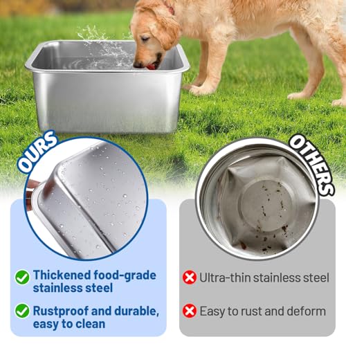4 Gallons Extra Large Dog Bowls - High Capacity Food Grade Stainless Steel Dog Water and Food Bowl No Spilling, Durable for X-Large Multiple Large Breed Dogs Indoor Outdoor - size: 4 Gal