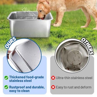 4 Gallons Extra Large Dog Bowls - High Capacity Food Grade Stainless Steel Dog Water and Food Bowl No Spilling, Durable for X-Large Multiple Large Breed Dogs Indoor Outdoor - size: 4 Gal