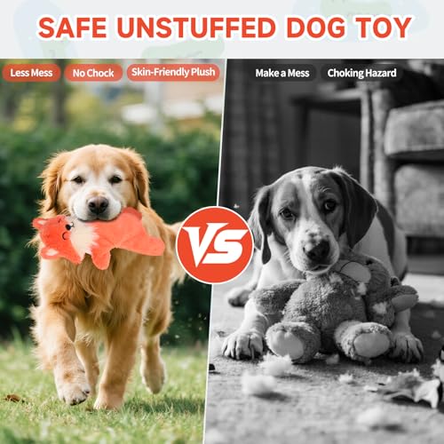 Mihachi No Stuffing Crinkle Dog Toys,2-in-1 Holds Water Bottles-Cruncher with Puncture Resistant Squeaker, Dog Squeak Toys Plush Dogs Chew Toy for Small Medium Large Breed Chewer, Fox - color: Fox