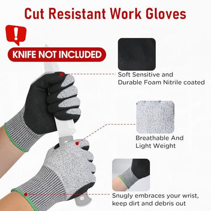 Heavy Duty Fence Post Puller & Nitrile Coated Work Gloves - with Reinforced Cable & Chain for Hi-Lift Jack, Extract 4x4 Wood & Concrete Posts for Farm, Ranch Fence Repair （Jack & Knife NOT Included）