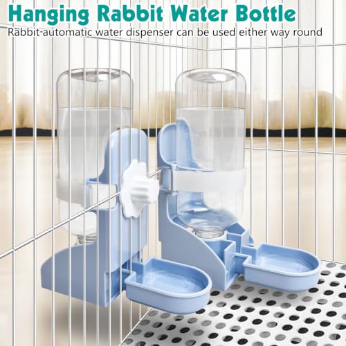 kathson Rabbit Water Bottle, 17oz Hanging Water Fountain Automatic Dispenser No Leak WaterFeeder for Bunny Chinchilla Guinea Pig Hedgehog Ferret - size: 2PCS Water Dispenser, Blue