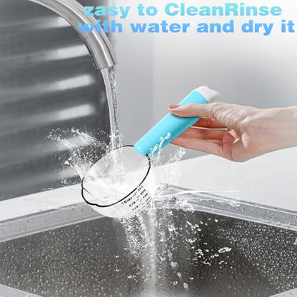 Dog-Cat Food Scoop 1 Cup, Pet Food Measuring Cup with Long Handle, Food-Grade Scoop for Dogs, Rabbit Wet or Dry Food, Easy to Clean & Accurate Scale (Blue)