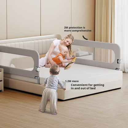 Baby Bed Rail Guard for Toddlers, Grey, Oxford Fabric, Iron Pipe, Rectangular, Swing Down Bedrail, Extra Tall Child Safety Side Railing for Crib, Twin, Full, Queen Bunk Size Bed (36 Inch) - size: 36 Inch