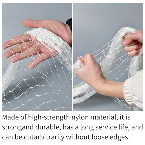 6'x50' White Polyester Bird Netting with 1" Square Mesh, Strong and Durable Chicken Coop Roof Netting, Protect Your Poultry from Hawks, Great for Gardens, Fences and Fruit Tree - size: 6X50FT-1''