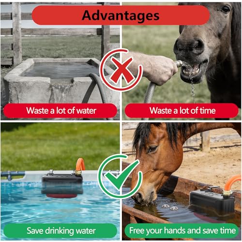 EyGde 1 PC Water Trough Float Valve for Stock Tank, Includes 3/4" Hose Metal Connectors, PTFE Tape, Automatic Water Level Control Device for Livestock Waterer, Poultry, Cattle, Goat, Pool, Pond