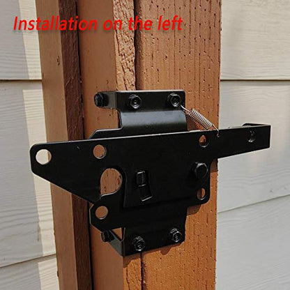 Gate Latches for Wooden Fences Heavy Duty Post Mount Automatic Gravity Lever Spring Self Locking Hardware Wood/Vinyl Fence Gate Lock for Secure Pool/Yard/Garden,Black Finishing,Steel