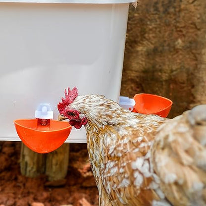 Large Automatic Chicken Feeder and Waterer Set Hanging Chicken Water Feeder Poultry Feed Bucket - color: White, size: 2.6 Gal Feeder & Waterer