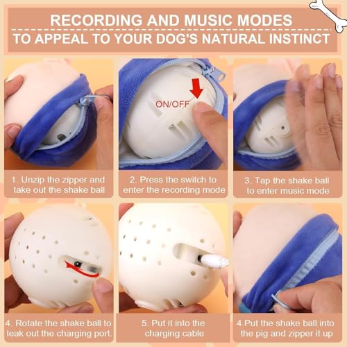 Active Moving Plush Toy, Interactive Pet Bouncing Balls, USB Rechargeable Sound Electronic Dog Toy, Cute Squeaky Pig Dog Toy - color: Dog