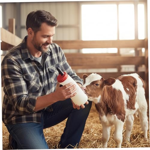 Calf Bottle with Detachable Nipple 2.5L Plastic Nursing Bottle with Regulating Valve and Handle Farm Equipment