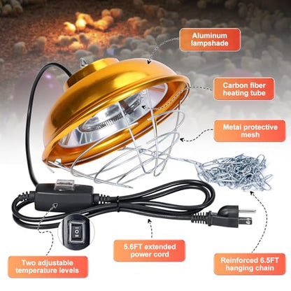 Chicken Heat Lamp Chick Brooder Chickens Coop Heater Heating Lamp for Outdoor & Indoor 300W Heater for Dog Rabbit Duck Chicken Piglet Goat (300W)