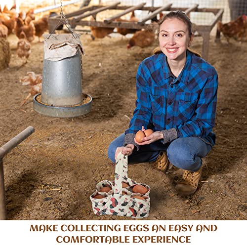 Sweetude 2 Pieces Egg Basket Mini Egg Collecting Bags Gathering Basket with 7 Pouches for Farmhouse Chicken Hen Duck Goose Housewife Garden Transporting Storage, 8 x 2.6 Inch(Cute) - color: Cute