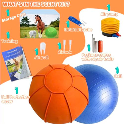 Herding Ball for Dogs, Large Dog Training, Jolly Ball for Australian Shepherd and Collie 25 inch (Orange)