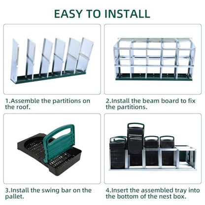 Chicken Nesting Boxes for Chickens,10 Hole Metal Roll Away Nest Box for Chicken Coop,Chickens Laying Egg, Lid Cover to Protect Eggs,Easy Egg Collection,Hen Roosting Boxes