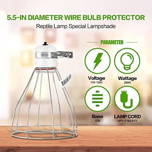 Simple Deluxe E26 Clamp Lamp Light with Steel Cage Wire Grillup, Suit for 250W Lamp (No Bulb Included) with 6 ft Cord, 2 Pack - size: Lamp Cage (250 Watts) (Pack of 2), style: 1-Pack (Ceramics)