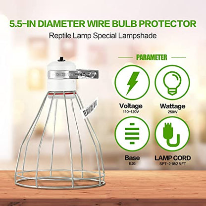 Simple Deluxe E26 Clamp Lamp Light with Steel Cage Wire Grillup, Suit for 250W Lamp (No Bulb Included) with 6 ft Cord, 2 Pack - size: Lamp Cage (250 Watts) (Pack of 2), style: 1-Pack (Ceramics)