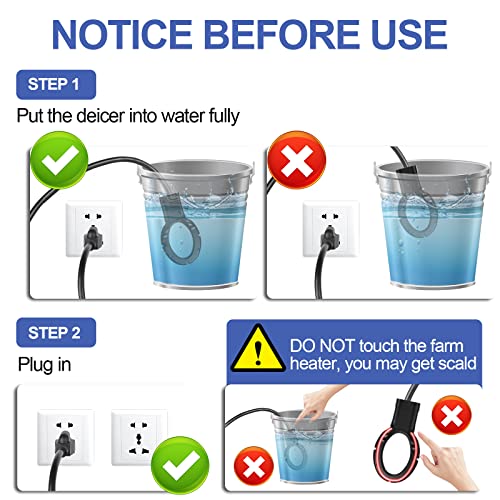 250W De-icer Submergible Bird Bath Heater Aluminum Cast for Livestock Poultry Horses, Cows, Birds, Wildlife Drinking Indoor Outdoors in Winter with 10 Foot Cord Birdbath Water Heater
