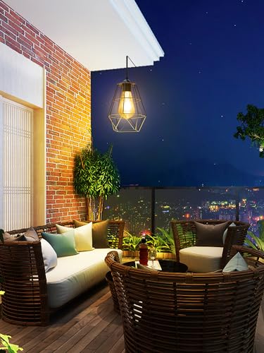 intelamp Solar Pendant Lights Indoor Outdoor, 4000mAh Gazebo Shed Chandeliers with Remote Dust to Dawn Mode 16.4Ft Hanging Lighting Interior for Outside Barns Toolsheds Chicken Coop - size: Diamond (1-Pack)