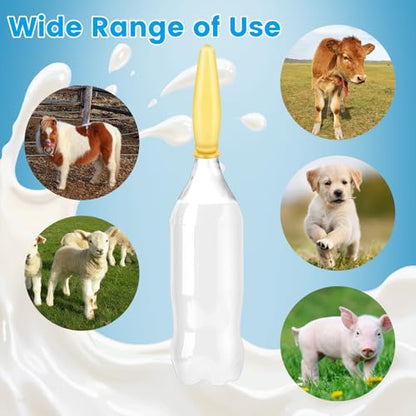 KTXM-Livestock Calf Feeding Bottle with Silicone Nipple, Universal Fit, Food-Grade Material, Anti-Choking Design, 3-Pack, for Farm Animal Nursing