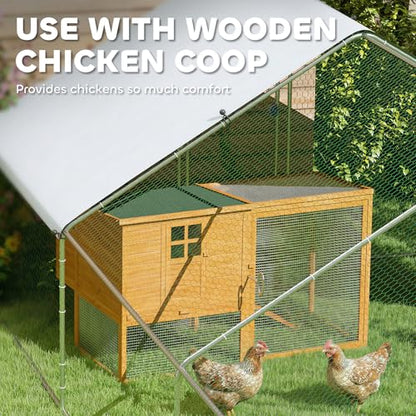 PawHut 39' x 10' x 6.4' Large Chicken Coop Metal Chicken Run for Chickens with 420D Waterproof and Anti-UV Cover, Spire Shaped Walk in Fence Cage Hen House for Outdoor and Yard Farm Use, 1" Dia - size: 472.4"L x 118.1"W x 76.8"H