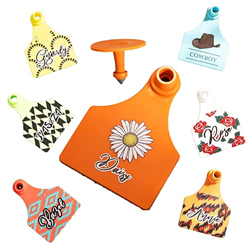 Customized Cattle Ear Tags Livestock Ear Tag for Cattle Cow Goat Sheep Farm Animal Plastic TPU Identification Ear Tag with Custom Name Horse Pig Personalized Animal Tag