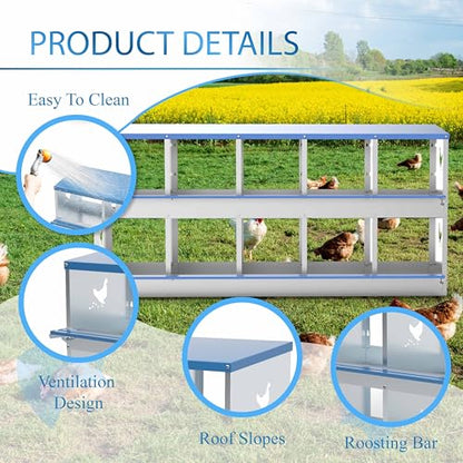 10 Compartments Chicken Nesting Box Laying Boxes for Chicken Hens Ducks Poultry Protect Eggs Chicken Coop Easy Egg Collection Wall Mount Metal Nest Box for Chicken Coop - size: 10 Compartments