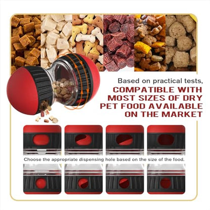 BSISUERM Dog Food Dispensing Puzzle Toy Adjustable Treat Dispenser Slow Feeder Pet Interactive Chase Toy Dog Enrichment Ball for Medium Large Dogs to Keep Them Busy, Extra Large - color: Red - Single - XL