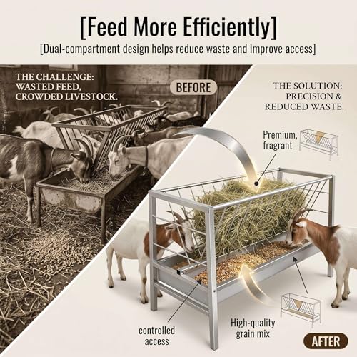 Reinforced Welded Galvanized Steel Livestock Feeder, Heavy‑Duty Anti‑Rust Hay Rack & Feed Basin, Long‑Lasting Pasture Feeding Tool for Goats, Sheep, Ponies, Calves