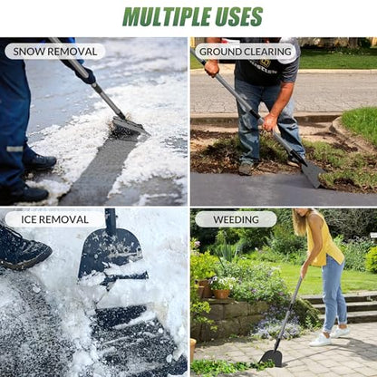Walensee Flat Shovel, Heavy Duty Floor Scraper Long Handle for Weeding, Moss Removal, Lawn Edging & Outdoor Cleaning, Metal Garden Cleaning Shovel Scraper for Patio, Driveway, Sidewalk, Yard