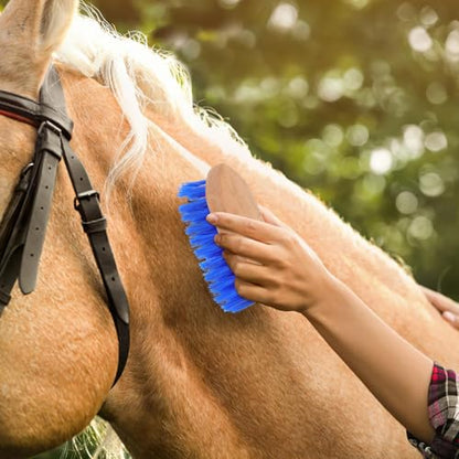 Horse Grooming Brush with Hard Bristles, 15.5x5.5cm Blue Stiff Fur Cleaning Comb for Equines and Cattle, Sturdy Animal Hair Brush for Stable and Riding Care