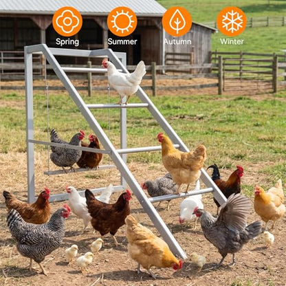 Chicken Roosting Bars with Ladder Chicken Perch Swing Roosting Bars for Chickens in Coop Playground Ladder for 6-8 Hens for Backyard Farm Poultry, Grey