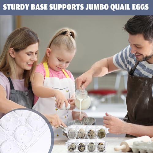 Remerry 120 Pcs Giant Quail Egg Cartons 12 Grids Clear Plastic Stackable Trays for Jumbo Quail Eggs, Pigeon Eggs, Small Poultry, Great for Home Fridge Storage, Farm, Market, Gift Box Packing