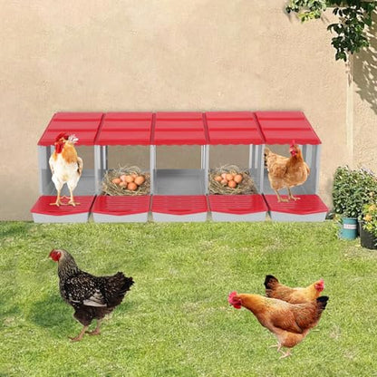 Chicken Nesting Box, 3 Compartments Laying Boxes for Hens, Nest Box for Chicken Duck Poultry Coop, Wall Mount Chickens Roosting Boxes, Protect Collect Egg (Red) - color: Red