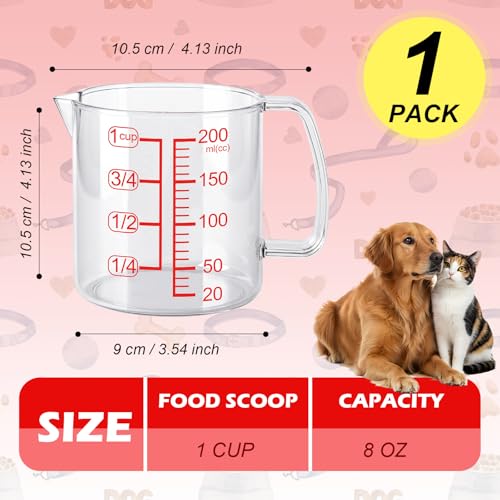 Dog Food Scoop 1 Cup,Plastic Measuring Cups with Handle Pet Food Scoops with Precise Markings for Dogs, Cats or Birds Food (1 CUP) - size: 1 CUP