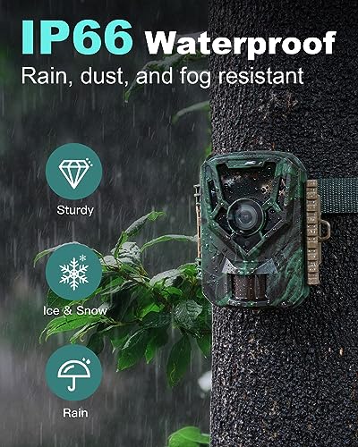 KJK Trail Camera 36MP 2.7K, Mini Game Camera with Night Vision 0.1s Trigger Time Motion Activated 130°Wide-Angle, Waterproof Trail Cam with 2.0” HD TFT Screen, Hunting Camera for Wildlife Monitoring - color: Green