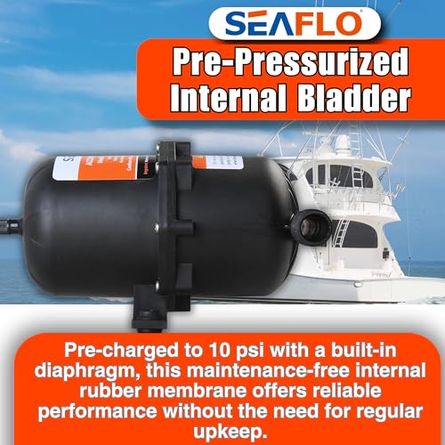 SEAFLO Accumulator Tank Water Pump Flow Control with Internal Bladder - 125 PSI, 23.5 oz (0.75 L) | Reduces Pump Cycling and Smooths Water Flow for Marine, RV, and Off-Grid Systems - style: Diaphragm