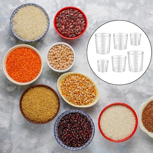 6 Pack Plastic Graduated Cup Set 30ml /60ml(2 oz)/100ml Clear Liquid Measuring Cups Plastic Graduated Beakers for Kitchen Dual Scale Baking Lab Measure Accurate
