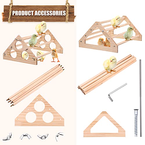 Patelai 2 Pcs Wooden Chicken Perch Large Chick Roosting Bar Jungle Gym Perch Toys for Chicken Coop & Brooder, Bird Parrot Hens Baby Chick Backyard Supplies (14.8 x 10.6 x 7.1 Inch)