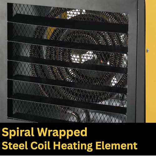 Dura Heat 240 Volt Hard-Wired Garage Heater, Remote, 10,000 Watt - EWH9615 | NO PLUG Hardwired Install Required, 2 Power Setting, Steel Body, Heat up to 1,200 sq ft, Thermostat, Wall & Ceiling Mount