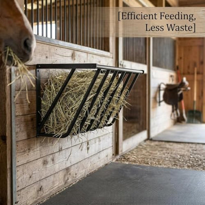 31'' Hay Feeder for Horses, 25 Gallon Wall Mount Metal Hay Feeder, Heavy Duty Corner Hay Rack with Easy Install for Goat, Sheep, Livestock Feeders, Indoor/Outdoor Use
