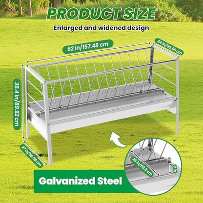99 Gallons Goat Hay Feeder, 35.4'' Height Hay Rack for Goat, Galvanized Steel Durable Frame Construction Hay Rack, Smooth Edges and Easy Clean Design Goat Feeder, Easy Assembly for Sheep Pens