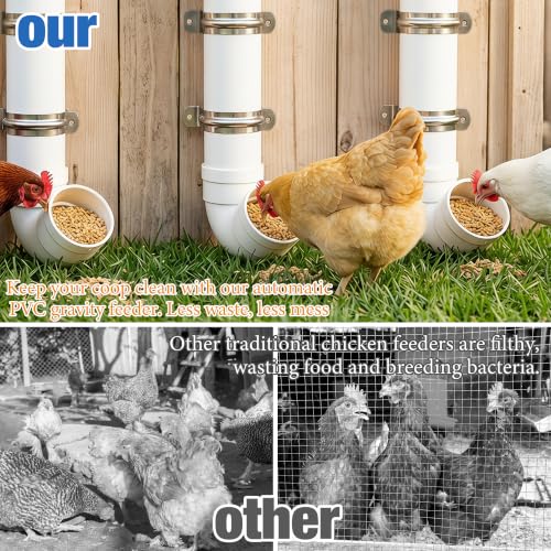 Homar 1pces PVC Chicken Feeder-No Waste PVC Pipe Chicken Feeder,Installation and Refilling are Both Very Simple, Making Feeding Time Easy and Enjoyable Size 19.3“ L x 6.7” W x 3.8" ID - size: 1pc