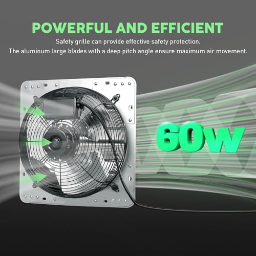 YOZON 12" Shutter Exhaust Fan with Speed Controller, Wall Mounted Wall Exhaust Fan, Automatic Shutter, High Speed, 1130CFM, Vent Fan for Garage, Greenhouse, Shed, Chicken Coop and Workshop - Silver - size: 12 INCH Silver