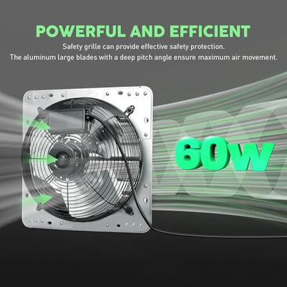 YOZON 12" Shutter Exhaust Fan with Speed Controller, Wall Mounted Wall Exhaust Fan, Automatic Shutter, High Speed, 1130CFM, Vent Fan for Garage, Greenhouse, Shed, Chicken Coop and Workshop - Silver - size: 12 INCH Silver